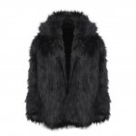 Zicac Men’ Long Sleeve Faux Fur Jacket Faux Fur Hook & Eye Closed Luxury Coat