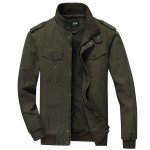 Zicac Men's Casual Multi-pocketed Jacket Short Aviator Jacket with Ribbing Stand Collar