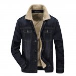 Zicac Men's Denim Jacket Warm Lining Cowboy Coat