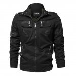 Zicac Men's Casual Multi-pocketed Stand Collar Military Fashion Cotton Jackets Coat