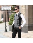 Zicac Mens Casual Slim Fit V-neck Argyle Knitted Sweater Vest Waistcoat Sleeveless Vest Knitwear Cardigan
