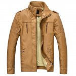 Zicac Men's Faux Leather Jacket Vintage Casual Coat Autumn and Winter Outerwear with Warm Lining