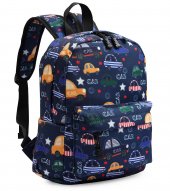 Zicac Children's Cute Canvas Backpack Toddler Backpack (M, Blue Car)